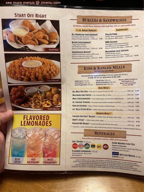 Menu At Texas Roadhouse Bbq Knoxville Kinzel Way