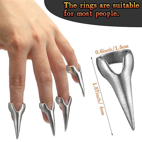 10 Pcs Finger Claws Cosplay Claws Rings Full Finger Set Retro Metal