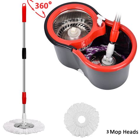 Tekdeals 360° Rotating Head Easy Spin Spinning Dry Floor Stainless Steel Mop Bucket 3x