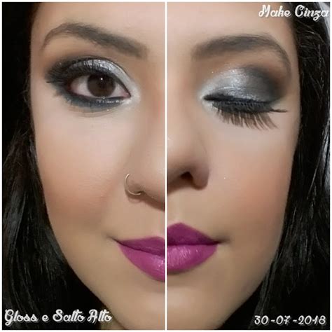 Gloss E Salto Alto Maquiagem Prata Batom Roxo