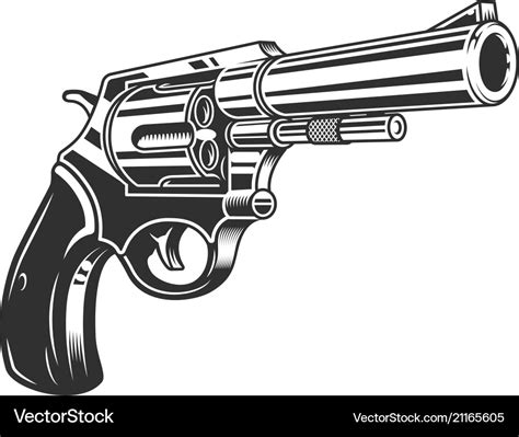 Vintage monochrome six shooter revolver concept Vector Image