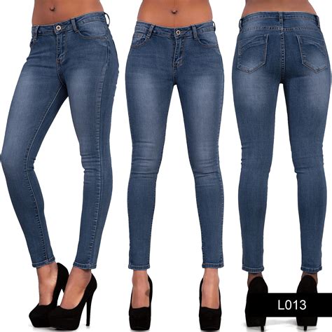 Womens Ladies Sexy High Waist Skinny Jeans Blue Stretch Denim Size 6 16