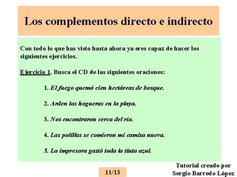 Ppt El Complemento Directo Y El Complemento Indirecto Del Verbo En My