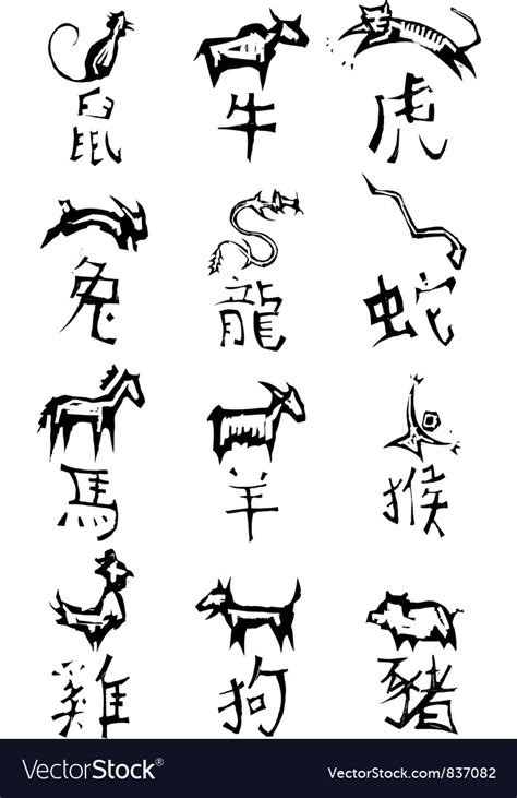 Chinese zodiac symbols Royalty Free Vector Image