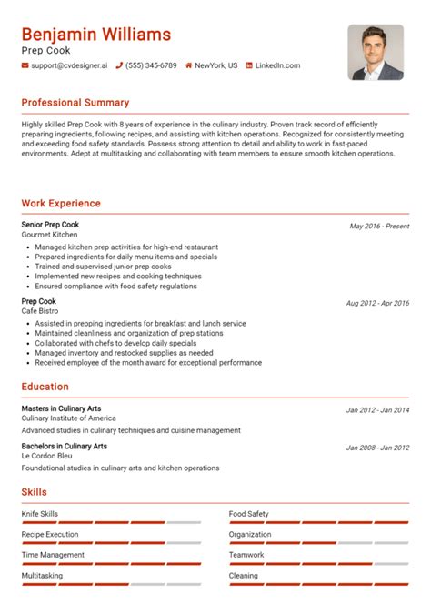 Prep Cook Resume Example For Tips Templates Cvdesigner Ai