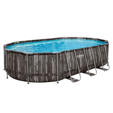 Bestway Power Steel Above Ground Pool With Pump And Ladder Oval