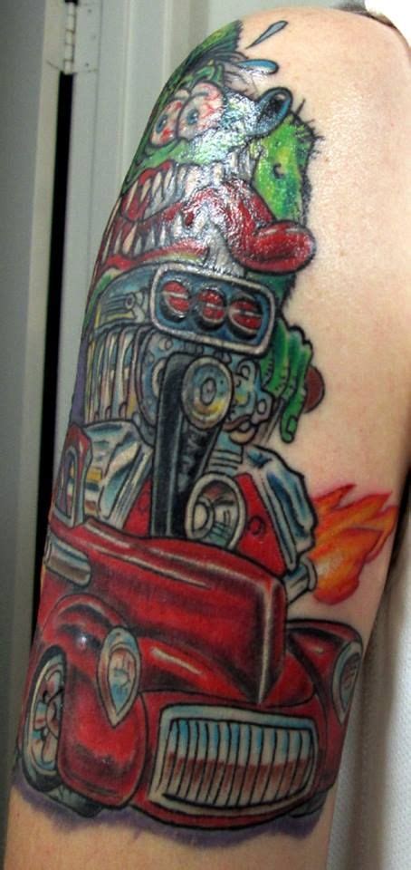 Tattoo Of Rat Fink Driving A 41 Willys Tattoo Design Drawings Hot Rod Tattoo Cool Tattoos