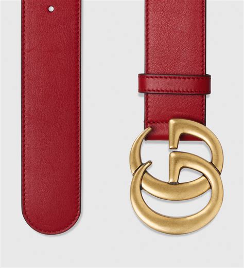 Lyst Gucci Leather Belt With Double G Buckle In Red