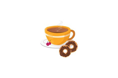 Illustration Of Delicious Coffee Cup And Donuts Vector Art At