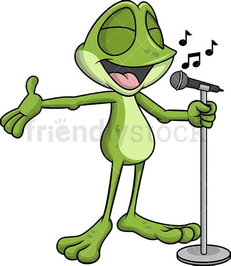 Frog Singing Cartoon Vector Clipart - FriendlyStock