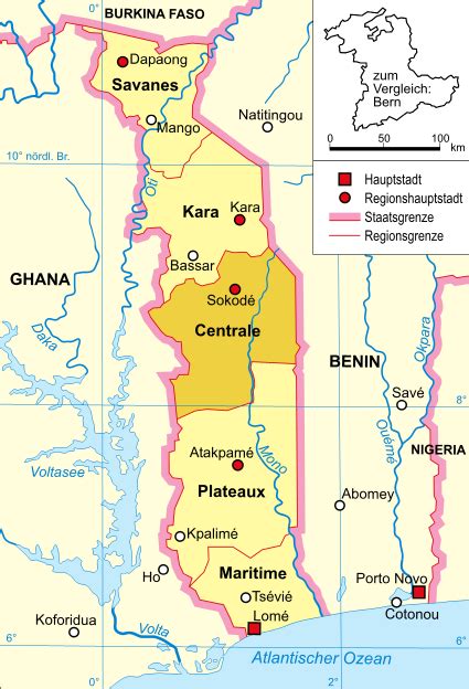 Carte de la région Centrale Togo