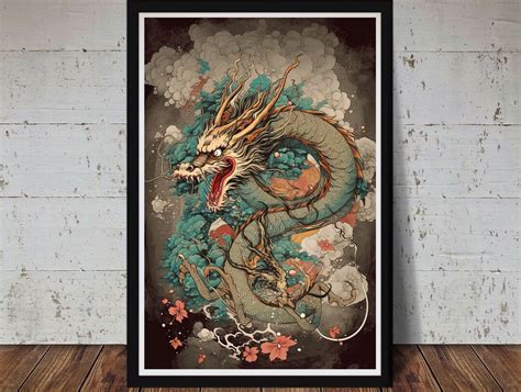 Chinese Dragon Print Japanese Dragon Print Asian Home Decor Dragon Wall ...
