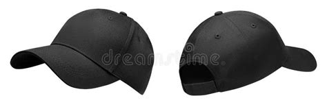 Black Baseball Cap In Angles View Front And Back Mockup Baseball Cap