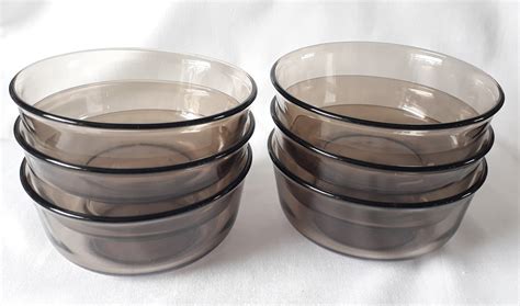 Nivag Collectables Arcoroc Set Of 6 Arc Smoked Glass Cereal Bowls