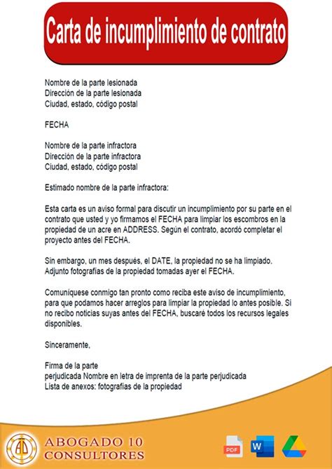 Carta De Incumplimiento De Entrega Image To U