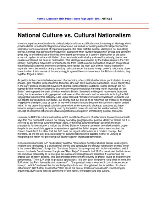 Cultural Nationalism | PDF | Nationalism | Bharatiya Janata Party