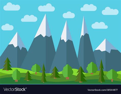 Panoramic Mountain Cartoon Landscape Royalty Free Vector