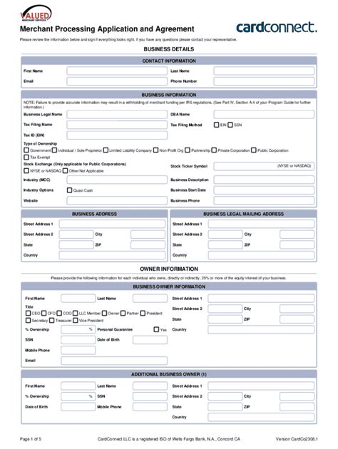 Fillable Online Merchant Processing Application And Agreement Fax Email