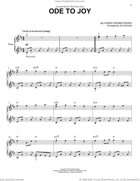 Ode To Joy Sheet Music For Piano Solo Pdf Interactive