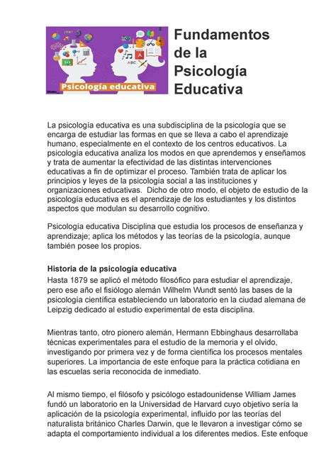 Fundamento De Psicolog A Educativa Fundamentos De La Psicolog A