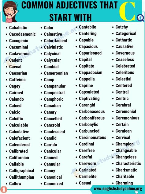 Adjectives Beginning With C Describe A Person