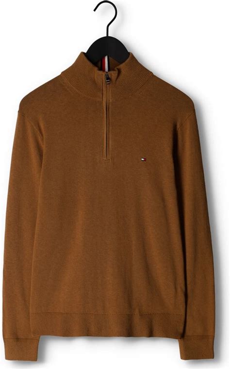 Tommy Hilfiger Pima Org Ctn Cashmere Zip Mock Truien And Vesten Camel