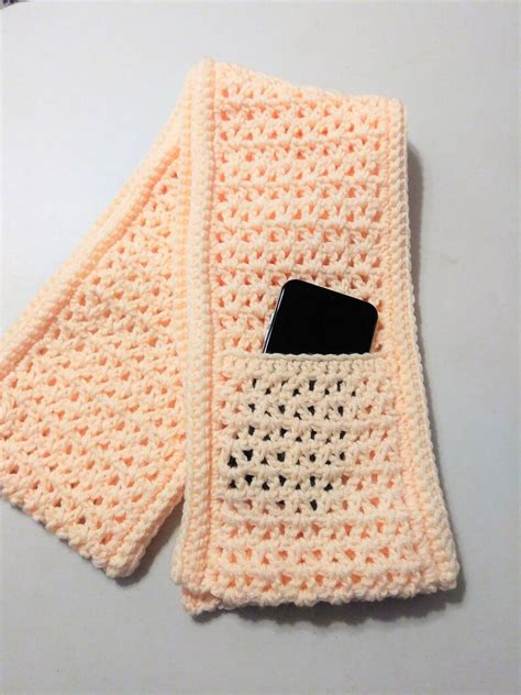 Pocket Scarf Peach Scarf Warm Scarf Ladies Scarf Scarf - Etsy