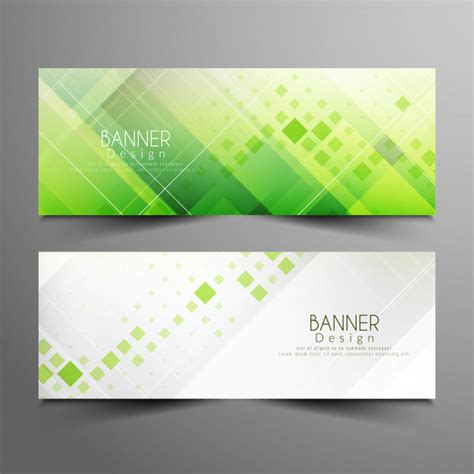 Conjunto De Banners Verde Con Estilo Abstracto Vector Premium