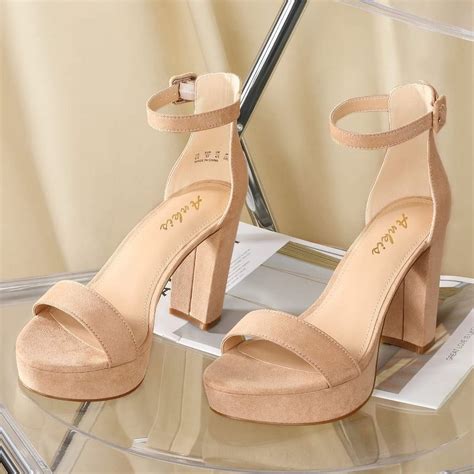 Ankis Platform Heels 4 Inches Chunky Heels Sandals For Women Comfy Open