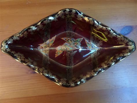 Antiques Atlas Crown Devon Ruby Lustre Art Deco Butterfly Dish