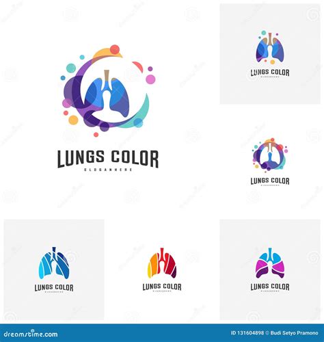 Fije De Pulmones Con El Vector Colorido Del Logotipo Plantilla Del