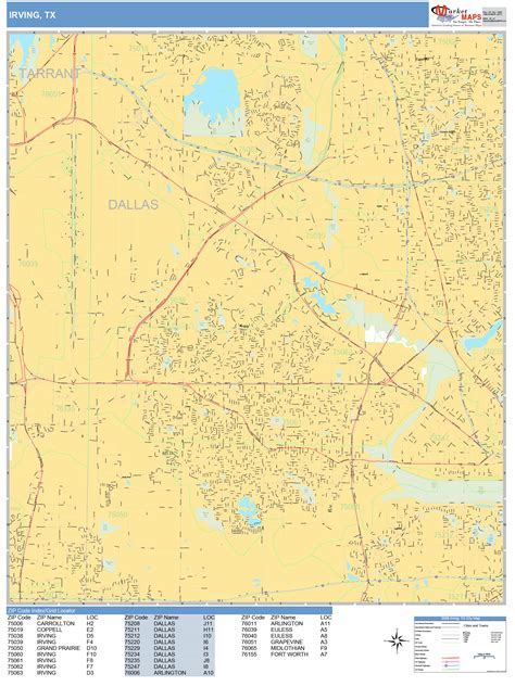 Irving Texas Wall Map (Basic Style) by MarketMAPS - MapSales