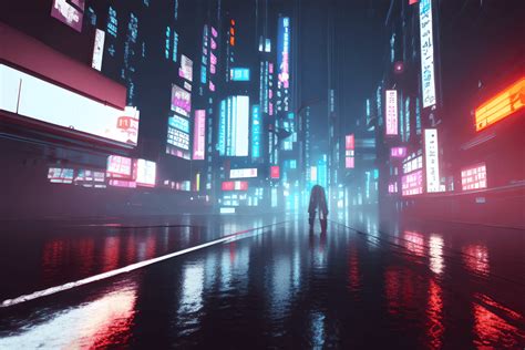 Rainy Foggy Cyberpunk City Neo Tokyo Creative Fabrica