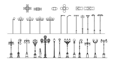 Street Light Cad Blocks Elevation Drawing Cadbull