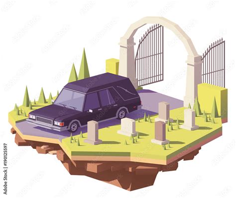 Vector low poly funeral hearse car Stock Vector | Adobe Stock