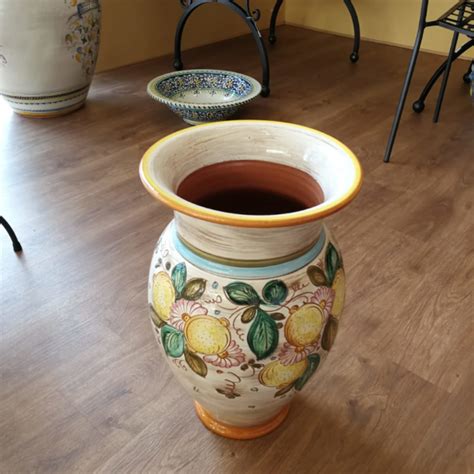 Portaombrelli Vaso In Ceramica Di Deruta Decoro Limoni Del Melo Ceramiche