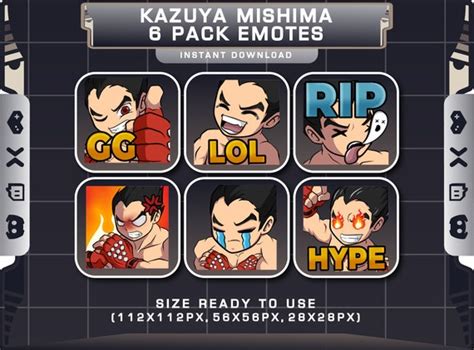 Kazuya Mishima Tekken Emotes Twitch Emotes Meme Emotes Etsy Uk