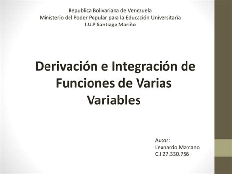 Derivación e integración de varias funciones variables PPT