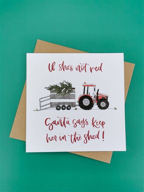 Red Tractor Christmas Card Farming Agricultural Christmas Etsy Uk