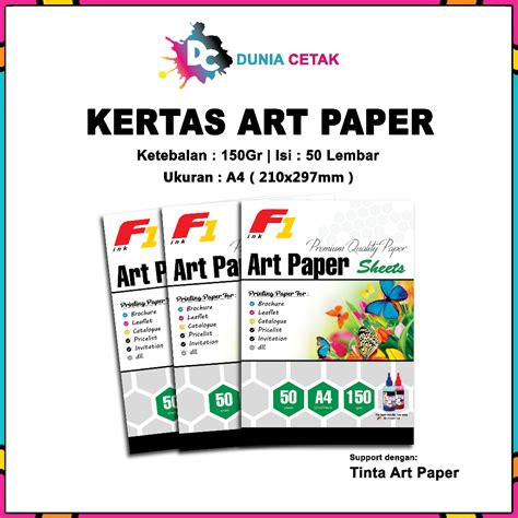 Jual Kertas Art Paper F1 A4 A3 Isi 50 Lembar Shopee Indonesia