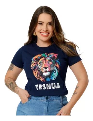 T shirt Rosto Leao Yeshua Camiseta Cristã Feminina Algodão