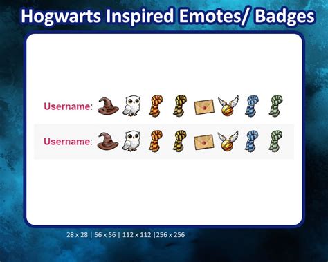 8 Hogwarts Inspired Emotes Badges For Streaming Twitch Youtube Emotes