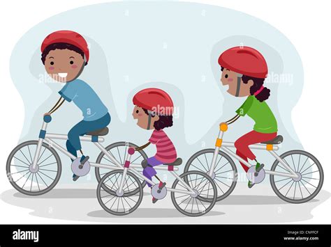 Ilustración de una familia juntos en bicicleta Fotografía de stock Alamy