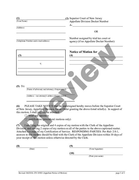 New Jersey Notice Of Motion Notice Of Motion Nj Us Legal Forms