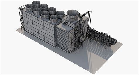 Torre De Resfriamento Industrial 3 Modelo 3D 49 3ds Fbx Max Obj