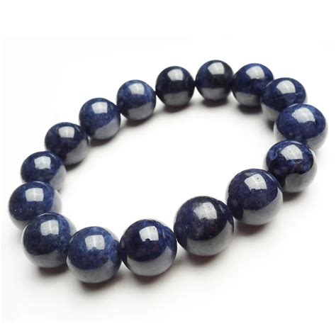 Genuine Blue Natural Sapphire Bracelets For Women Men Round Big Bead