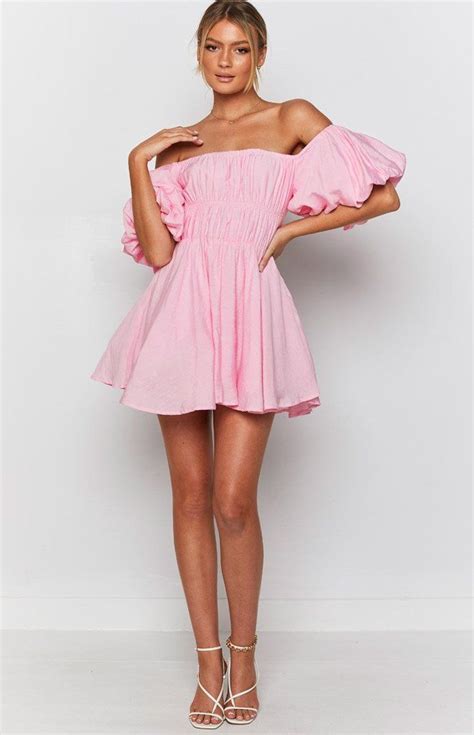 Paradise Puff Sleeve Dress Pink Pink Dress Short Mini Dress With