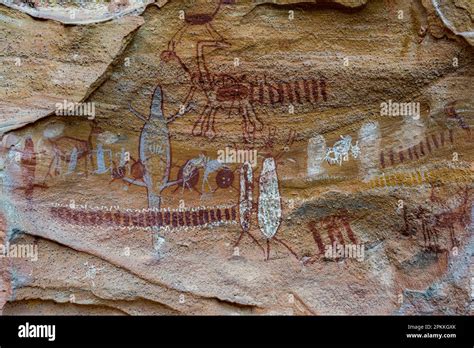 Rock Art Painting At Pedra Furada Serra Da Capivara National Park