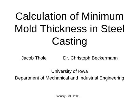 PDF Calculation Of Minimum Mold Thickness In Steel Casting