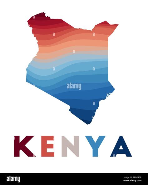 Kenia mapa Mapa del país con hermosas ondas geométricas en colores